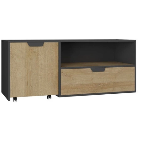 Komoda RTV Nano 120 cm grafit / dąb riviera idealna propozycja do pokoju dziennego oraz pokoju młodzieżowego