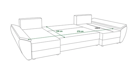 Narożnik z funkcją spania Fogu U IV szary popiel wygodny i funkcjonalny narożnik do salonu o ciekawym designie trójwymiarowa tkanina