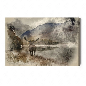 Obraz na płótnie akwarelowy górski pejzaż 100x70 cm ozdoba każdego wnętrza obraz w stonowanej kolorystyce wysoka jakość wykonania