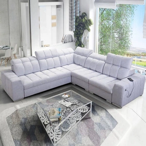 Narożnik z funkcją spania Luigi III szary popiel prawostronny komfortowy narożnik do salonu doskonały do codziennego wypoczynku