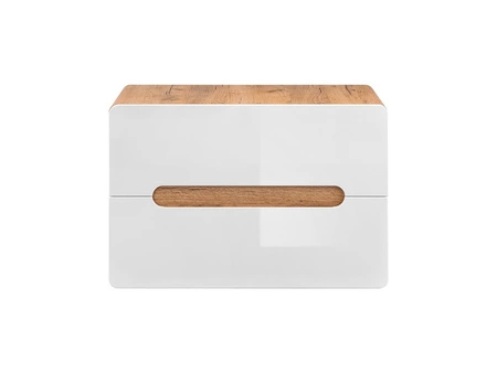 Szafka pod umywalkę nablatową Aruba 80 cm dąb craft złoty / biały połysk funkcjonalna szafka z szufladami odporna na uszkodzenia