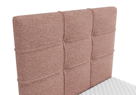 Łóżko kontynentalne Irvine 90x200 różowe stylowe łóżko z pojemnikiem na pościel i wysokim wezgłowiem zachwyca eleganckim designem