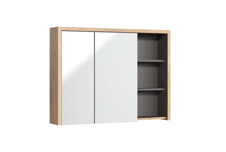 Zestaw mebli łazienkowych Devon dąb shetland / grafit stylowe szafki łazienkowe o prostej formie podkreślone kontrastową kolorystyką