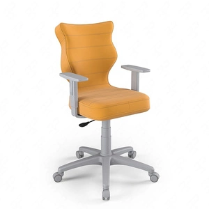 Krzesło do biurka Duo żółte dopasowane do wzrostu 159-188 cm ergonomiczne krzesło obrotowe z regulowanymi podłokietnikami