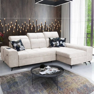 Narożnik z funkcją spania Buffalo kremowy prawostronny funkcjonalny i stylowy narożnik rozkładany z pojemnikiem na pościel