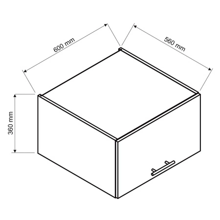 Szafka kuchenna wisząca Zova W60/56 OKGR biały / dąb halifax drzwi szafki otwierane do góry odporna na uszkodzenia frezowany uchwyt