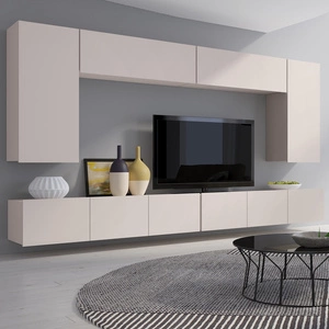 Meblościanka Apulia XIII beżowym wyjątkowo stylowa meblościanka proste bryły wpisujące się w każde wnętrze