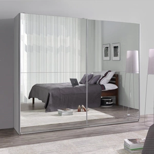 Szafa przesuwna Lux 244 cm biała z lustrem nowoczesna szafa idealna do garderoby sypialni lub przedpokoju