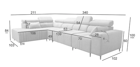 Narożnik z funkcją spania Castel XI szary brąz lewostronny komfortowy narożnik z pojemnikiem na pościel wytrzymała tkanina