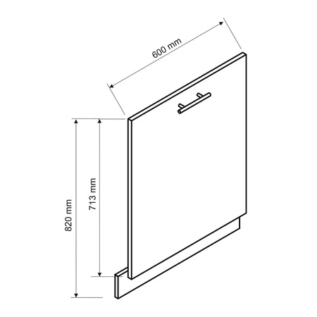 Front do zmywarki Zova FZ 45 P.U 596x713 biały odporny na parę wodną wysoką temperaturę i rozlaną ciecz frezowany uchwyt