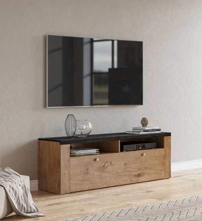 Szafka RTV Larona 140 cm dąb lefkas / touchwood nowoczesny design szafki pod telewizor drzwi otwierane do dołu