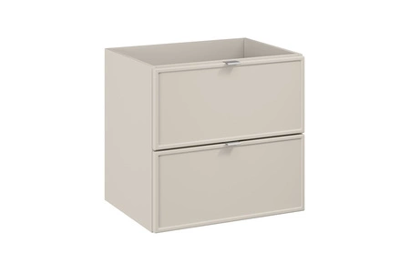 Szafka pod umywalkę Bella 60 cm beżowa klasyczny design szafki z szufladami elegancka frezowana ramka na frontach uchwyt krawędziowy