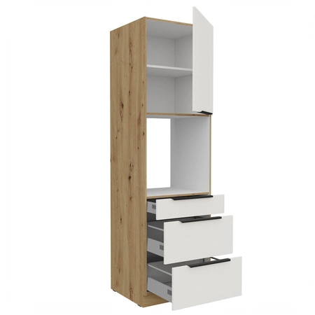 Słupek kuchenny Corato Ar 60 DPS-210 3S 1F szafka z szufladami do zabudowy piekarnika fronty wykonane w technologii anti fingerprint