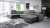 Narożnik z funkcją spania Nausa VI szary prawostronny stylowy narożnik do salonu o komfortowym wykończeniu miękka tkanina typu velvet