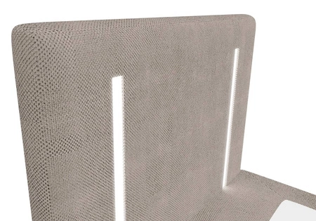 Łóżko kontynentalne Norco 90x200 ciemny beżowy stylowe łóżko z pojemnikiem oświetlenie umieszczone w zagłówku nadaje wyjątkowości