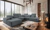 Narożnik z funkcją spania Tesalia X szary lewostronny nowoczesny i komfortowy narożnik z innowacyjną funkcją przesuwanego oparcia