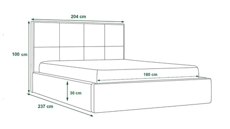 Łóżko tapicerowane Belli 180x200 szare stylowe łóżko z pojemnikiem na pościel wygodny zagłówek zachwyca eleganckim designem