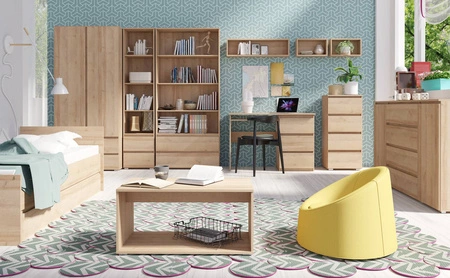 Komoda z szufladami Simple 138 cm dąb sonoma funkcjonalny mebel do pokoju młodzieżowego salonu lub biura