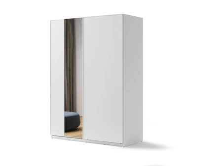Szafa przesuwna z lustrem Maxi 170 cm biała funkcjonalna szafa o uniwersalnym designie duże lustro nadaje nowoczesności i lekkości