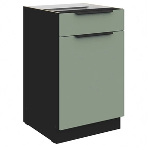 Szafka kuchenna stojąca z szufladą i półką Treviso Bl 50 D 1F 1S BB fronty szafki kuchennej wykończone w technologii anti fingerprint