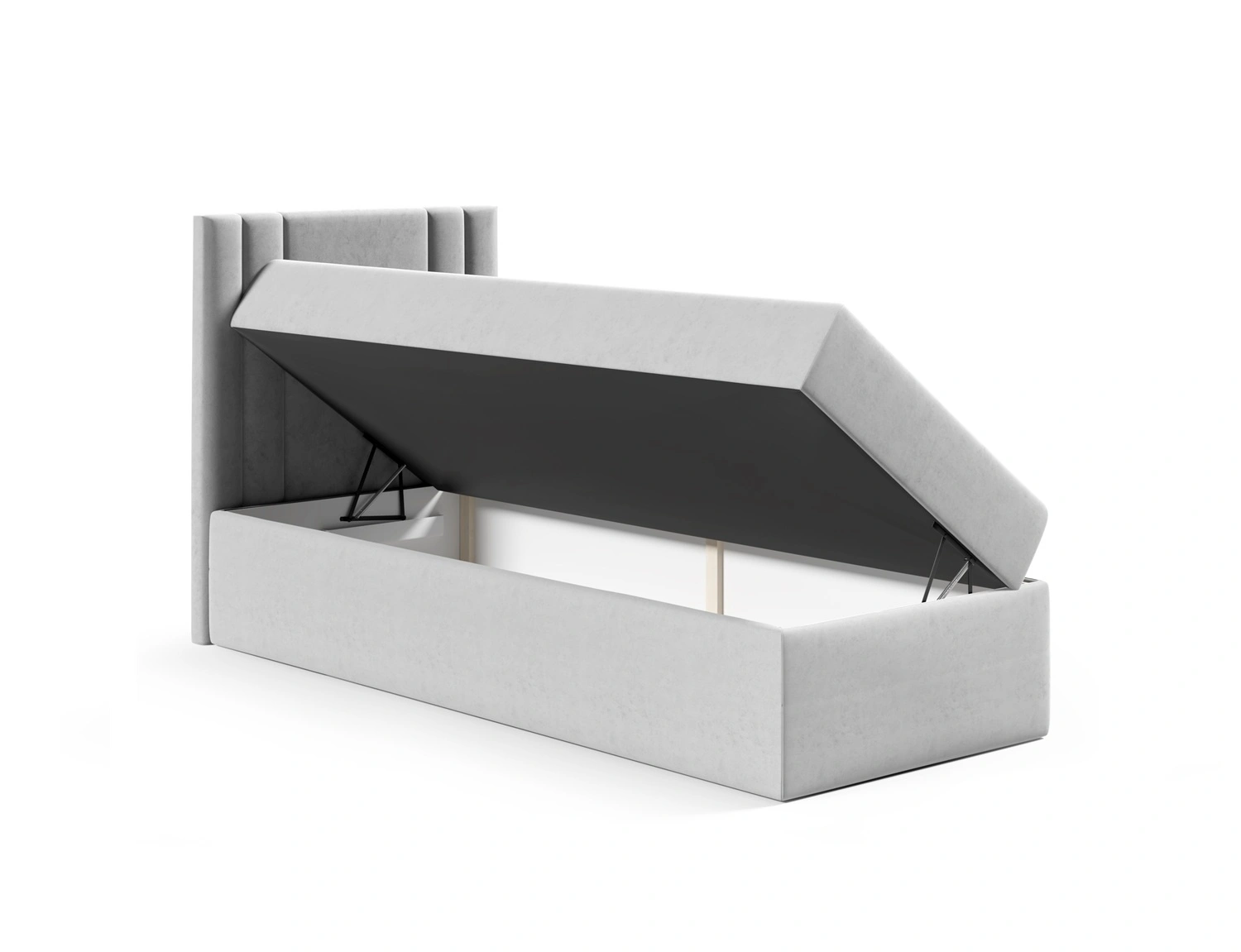 Łóżko kontynentalne Alia 80x200 cm w kolorze beżowym Monolith02 otwarte