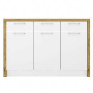 Wyspa kuchenna z szufladami Vita 127 cm dąb artisan / biały połysk użytkowy i estetyczny mebel idealny do nowoczesnej kuchni