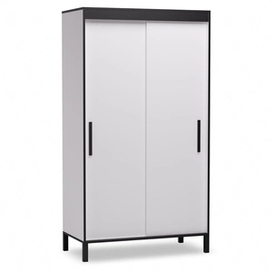 Szafa przesuwna Brig 120 cm biały / czarny ciekawy design funkcjonalna szafa do przedpokoju idealna do wnętrz w stylu loftowym