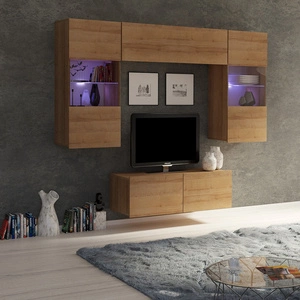 Meblościanka Apulia X dąb złoty wyjątkowo stylowa meblościanka proste bryły wpisujące się w każde wnętrze