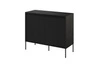 Komoda Trend 98 cm czarna funkcjonalna komoda do salonu o oryginalnym designie ryflowane fronty z subtelnym oświetleniem