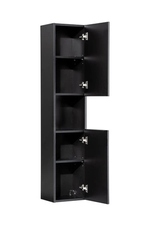 Zestaw mebli łazienkowych Nova czarny / dąb coast evoke designerskie pionowe ryflowania na frontach mebli gustowne frezowane uchwyty