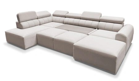 Narożnik z funkcją spania Cantare VI łososiowy prawostronny wygodny narożnik o niebanalnym designie doskonale odnajdzie się w salonie