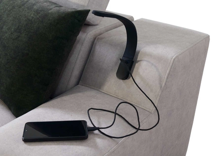 Narożnik z funkcją spania Alcamo III szary prawostronny funkcjonalny i stylowy narożnik z szufladą w boczku dwa pojemniki na pościel