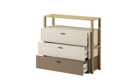 Komoda z szufladami Lenny 98 cm beżowy / truflowy / dąb artisan modna komoda idealna do pokoju młodzieżowego lub pokoju dziecka