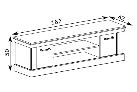 Szafka RTV Antica 162 cm dąb craft złoty stylowa szafka pod telewizor o rustykalnym charakterze metalowe srebrne uchwyty