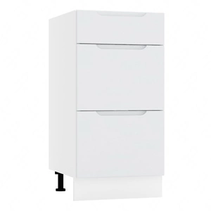 Szafka kuchenna stojąca z szufladami Zova D40 S/3 biały / jasny szary pojemna szafka odporna na działanie wilgoci frezowane uchwyty