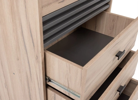 Komoda z szufladami Estan 60 cm dąb estana jasny / antracyt nowoczesny design mebla wysoka jakość wykonania obrzeża komody wykończone specjalną okleiną