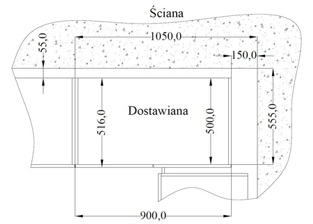 Szafka kuchenna narożna dostawiana Tilos 105 ND 1F BB prawa szafka odporna na parę wodną wysoką temperaturę i rozlaną ciecz