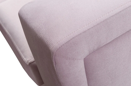 Narożnik z funkcją spania Nausa VII pudrowy róż lewostronny elegancki narożnik do salonu wykonany z miękkiej tkaniny typu velvet