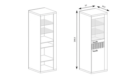 Zestaw mebli Natural dąb ribbeck nietuzinkowa meblościanka do salonu wzbogacona oświetleniem LED ozdobne listwy na frontach szuflad