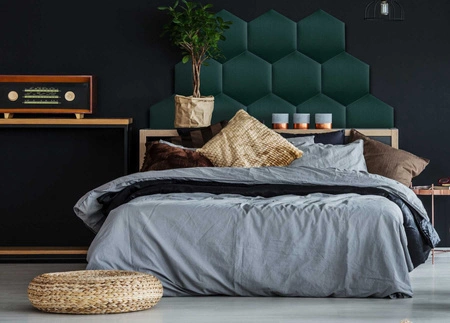 Panel tapicerowany Heksagon 40x35 cm turkusowy stylowy panel ścienny welurowa tkanina modna dekoracja każdego wnętrza