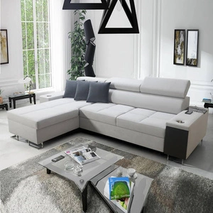 Narożnik z funkcją spania Dafni szary popiel lewostronny velvet komfort i funkcjonalność podczas codziennego wypoczynku