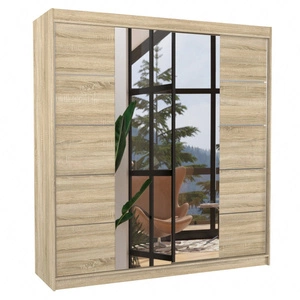 Szafa przesuwna z lustrem Dalmatia 200 cm dąb solidne wykonanie stylowe wykończenie szafy do przedpokoju lub sypialni