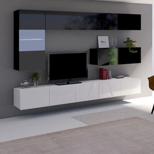 Meblościanka Apulia IV czarny połysk / czarny połysk wyjątkowo stylowa meblościanka proste bryły wpisujące się w każde wnętrze