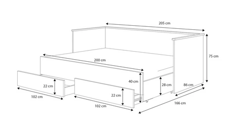 Łóżko Hela II 80x200 cm białe funkcjonalne łóżko 2 osobowe wysuwane z materacami doskonała propozycja do pokoju rodzeństwa