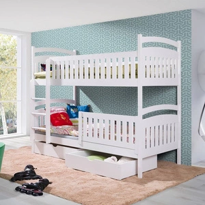 Łóżko piętrowe Paula 2 osobowe 90x190 cm głębokie szuflady wysuwane na kółkach zajmuje przestrzeń łóżka pojedynczego