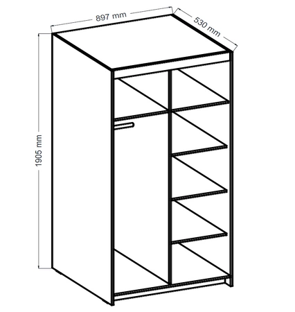 Szafa Rene 90 cm dąb olejowany stylowy design prosta forma idealna szafa z lustrem do sypialni lub przedpokoju obrzeża wykończone ABS