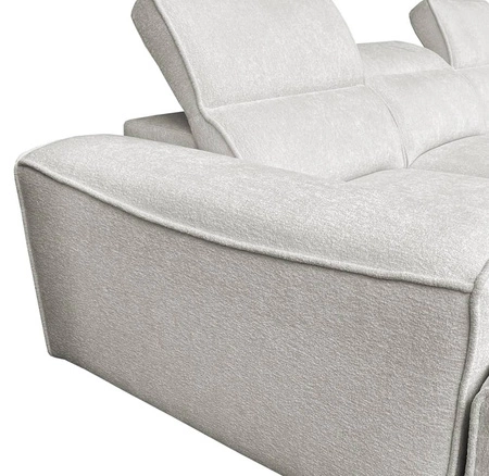 Narożnik z funkcją spania Viano VII szary błękit lewostronny modny i stylowy narożnik z regulowanymi zagłówkami ozdobne poduszki