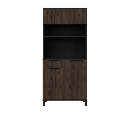 Kredens kuchenny Brianza 80 cm czarny / orzech okapi idealny mebel kuchenny do aranżacji małego aneksu kuchennego bufet do kuchni