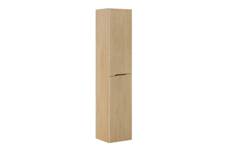 Słupek łazienkowy wiszący Nordic Cremona 35 cm dąb cremona designerska szafka z subtelnym ryflowaniem asymetryczny frezowany uchwyt