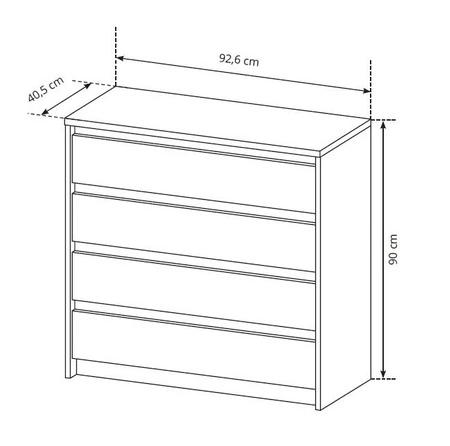 Komoda z szufladami Novi 93 cm dąb craft złoty / biały funkcjonalny mebel w ponadczasowym designie idealna komoda do sypialni lub salonu